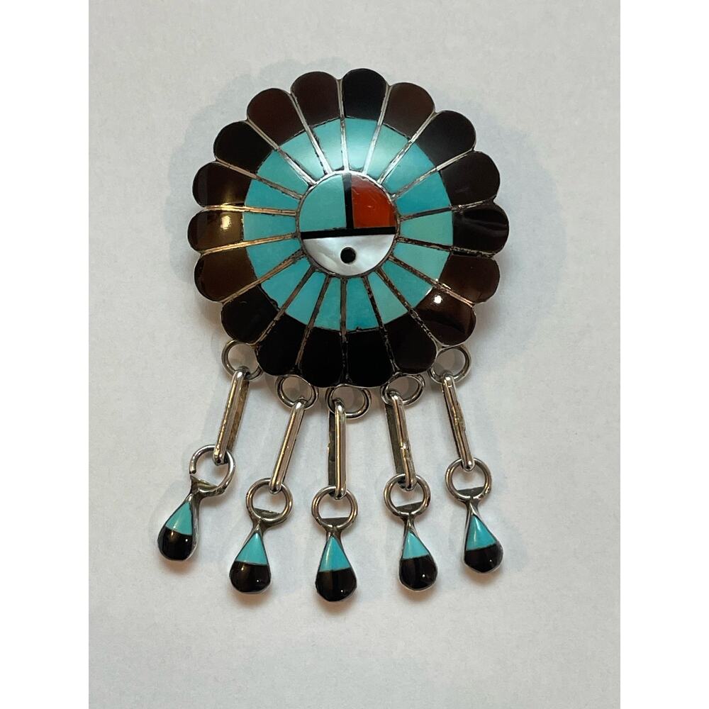 Vintage‎ L/L Dickson Zuni Sunface Pin Necklace Pendant